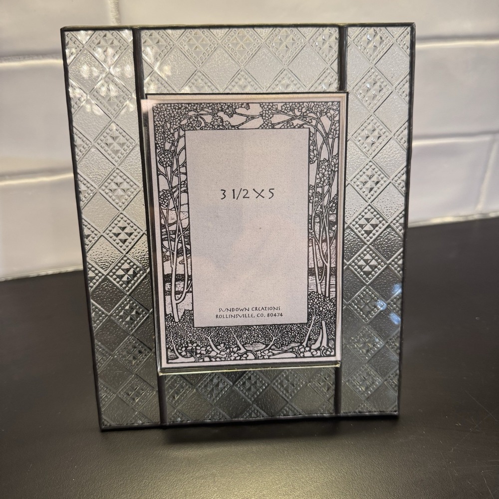 J. Devlin Stained Glass Frame For 4x6 Photo Clear Glass With Charm Free Standing